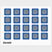 Sticker Carré Nom d'entreprise de code QR Site Web Promo Bleu fo (Feuille)