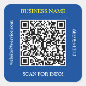 Sticker Carré Nom d'entreprise de code QR Site Web Promo Deep Bl (Devant)
