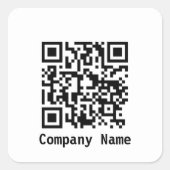 Sticker Carré Nom d'entreprise Noir et Blanc Code QR Modèle (Devant)