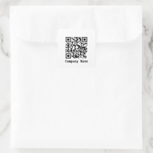 Sticker Carré Nom d'entreprise Noir et Blanc Code QR Modèle