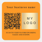 Sticker Carré Nom d'entreprise orange logo qr code (Devant)