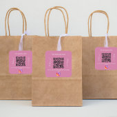 Sticker Carré Nom d'entreprise rose qr code instagram