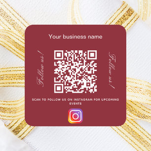 Sticker Carré Nom d'entreprise rouge blanc code qr instagram