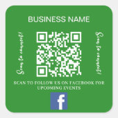 Sticker Carré Nom d'entreprise vert forêt qr code Facebook (Devant)