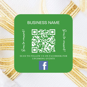 Sticker Carré Nom d'entreprise vert forêt qr code Facebook