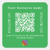 Sticker Carré Nom d'entreprise vert qr code Instagram (Devant)