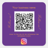 Sticker Carré Nom d'entreprise violet code qr instagram (Devant)