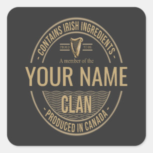 Sticker Carré Nom du clan de famille personnalisé irlandais