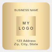 Sticker Carré Nom du logo de l'entreprise or (Devant)