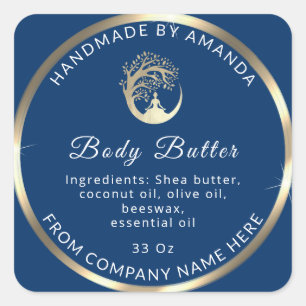 Sticker Carré Nom du logo personnalisé Beurre du corps Cosmétiqu