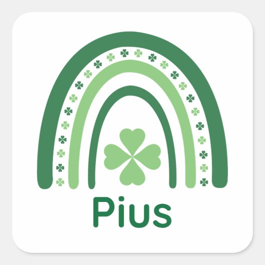 Sticker Carré Nom du pie Boho Clover Rainbow (Devant)