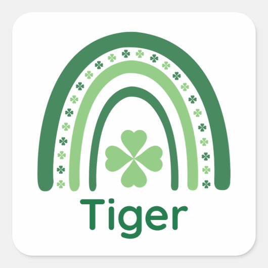 Sticker Carré Nom du tigre Clover Boho Rainbow (Devant)