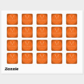 Sticker Carré Nom et monogramme modernes | Orange (Feuille)