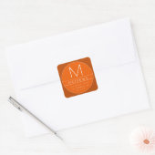 Sticker Carré Nom et monogramme modernes | Orange (Enveloppe)