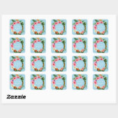 Sticker Carré Nom floral hawaïen tropical - bleu 2 (Feuille)