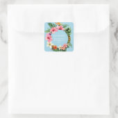 Sticker Carré Nom floral hawaïen tropical - bleu 2 (Sac)