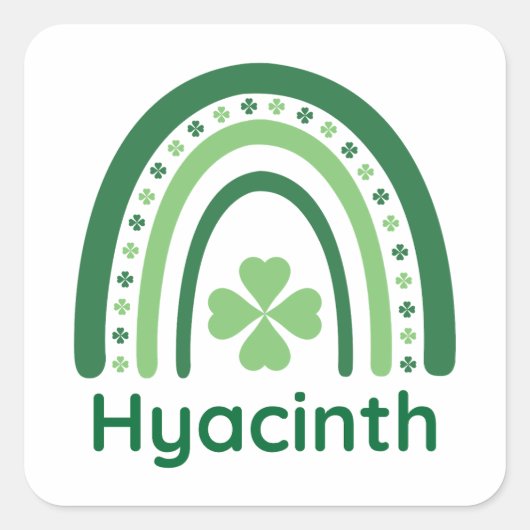 Sticker Carré Nom Hyacinthe Clover Boho Rainbow (Devant)