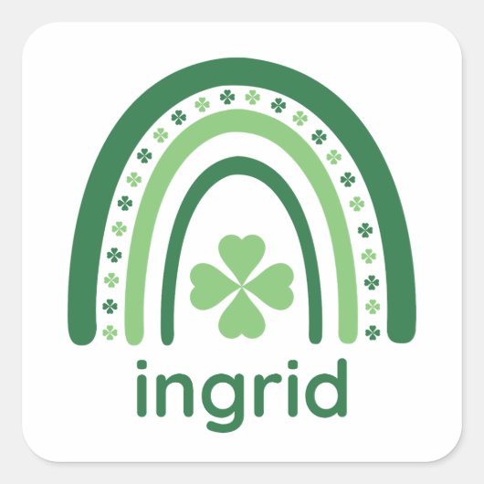 Sticker Carré Nom ingrid Boho Arc-en-ciel (Devant)
