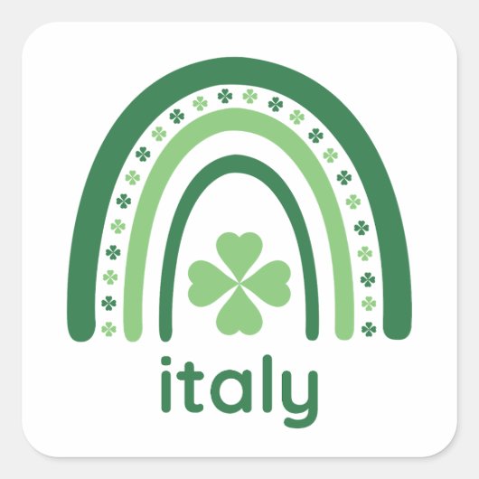 Sticker Carré Nom italie Clover Boho Rainbow (Devant)