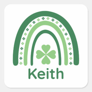 Sticker Carré Nom Keith Clover Boho Rainbow