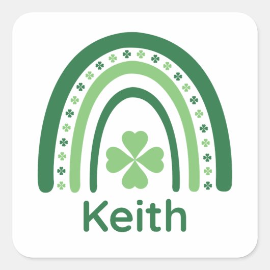 Sticker Carré Nom Keith Clover Boho Rainbow (Devant)