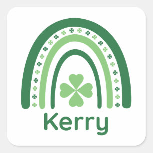Sticker Carré Nom Kerry Clover Boho Rainbow