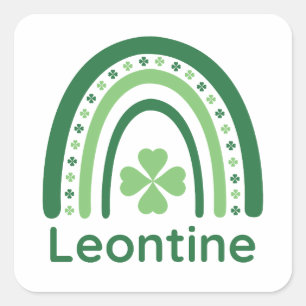 Sticker Carré Nom Leontine Clover Boho Rainbow