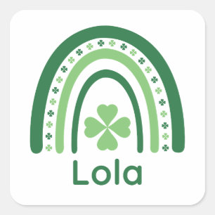 Sticker Carré Nom Lola Clover Boho Rainbow