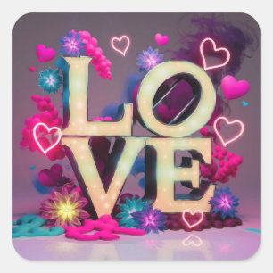 Sticker Carré nom Love collage