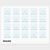 Sticker Carré Nom mignon Bleu Jaune Canard en caoutchouc (Feuille)