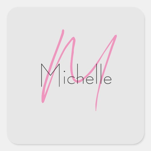 Sticker Carré Nom moderne minimaliste monogramme (Devant)