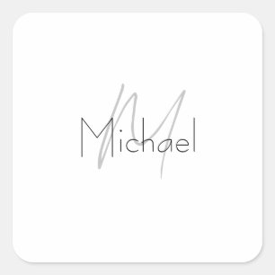 Sticker Carré Nom moderne minimaliste monogramme