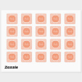 Sticker Carré Nom Monogrammé - orange clair tendance (Feuille)