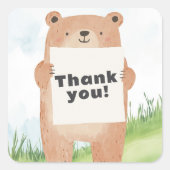 Sticker Carré Nom ou message de l'ours du garçon mignon (Devant)