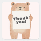 Sticker Carré Nom ou message de l'ours mignon Signer rose (Devant)