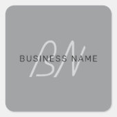 Sticker Carré Nom ou salutation modifiable | Gris noir et foncé (Devant)