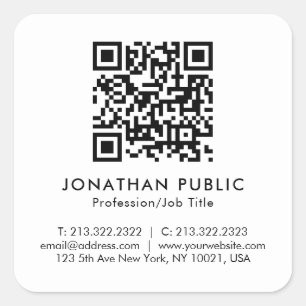 Sticker Carré Nom personnalisé Adresse QR Code Ajouter un Modèle