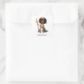 Sticker Carré Nom personnalisé African Little Knight Warrior (Sac)