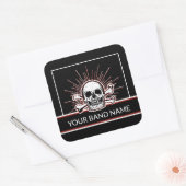 Sticker Carré Nom personnalisé Bande Merch Bones de crâne Roche  (Enveloppe)
