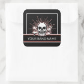 Sticker Carré Nom personnalisé Bande Merch Bones de crâne Roche  (Sac)