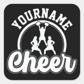 Sticker Carré NOM personnalisé Cheer Team Varsity Pom-pom girl (Devant)