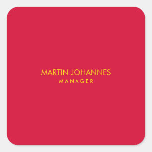 Sticker Carré Nom personnalisé couleur rouge cerise or élégant e