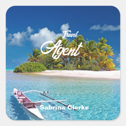 Sticker Carré Nom personnalisé de l'île de vacances (Devant)