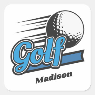 Sticker Carré Nom personnalisé Golf