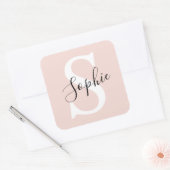 Sticker Carré Nom personnalisé moderne Monogram Pastel Rose (Enveloppe)