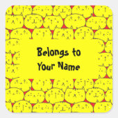 Sticker Carré Nom personnalisé Plaque de réservation Funny Chats (Devant)