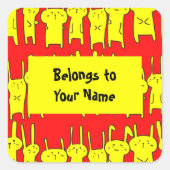 Sticker Carré Nom personnalisé Plaque de réservation Funny Lapin (Devant)