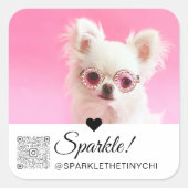 Sticker Carré Nom photo moderne tendance QR Code Large (Devant)