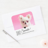 Sticker Carré Nom photo moderne tendance QR Code Large (Enveloppe)