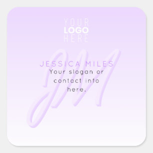 Sticker Carré Nom professionnel et Modèle Slogan   Violet clair